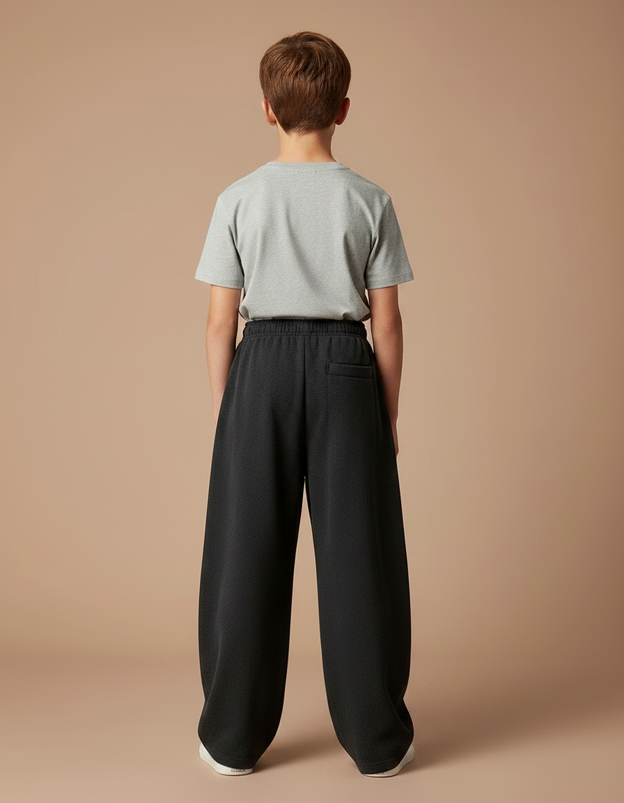 Pantalon Noir Ample Élastique Molletonné Enfant Confortable - vue 2