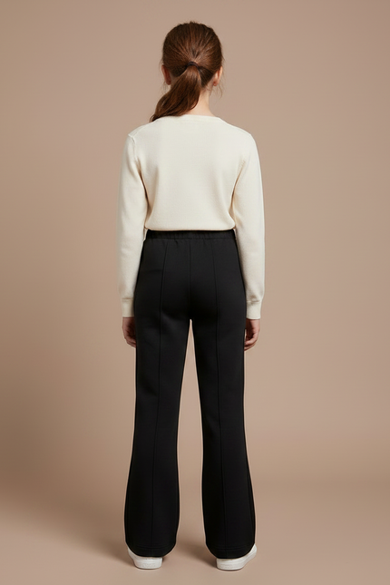 Pantalon Noir Évasé Large Confortable Fille - Molleton - vue 2