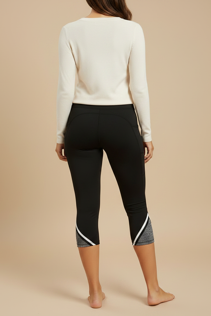 Pantalon Noir Capri Yoga Taille Haute Sport - Polyester - vue 2