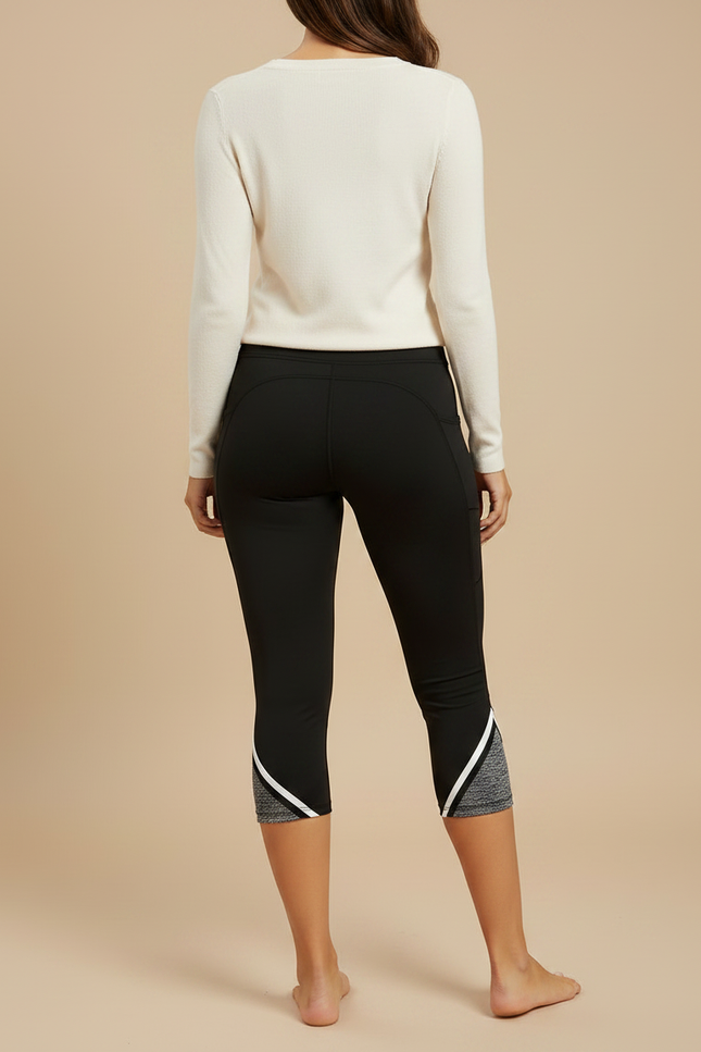 Pantalon Noir Capri Yoga Taille Haute Sport - Polyester - vue 2