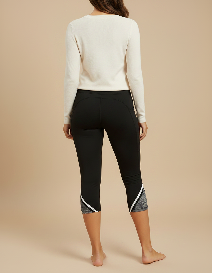 Pantalon Noir Capri Yoga Taille Haute Sport - Polyester - vue 2