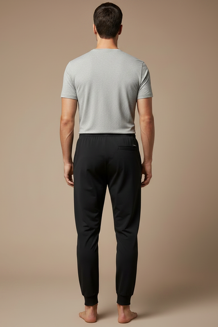 Pantalon Noir Jogging Homme Cordon Respirant - Polyester - vue 2
