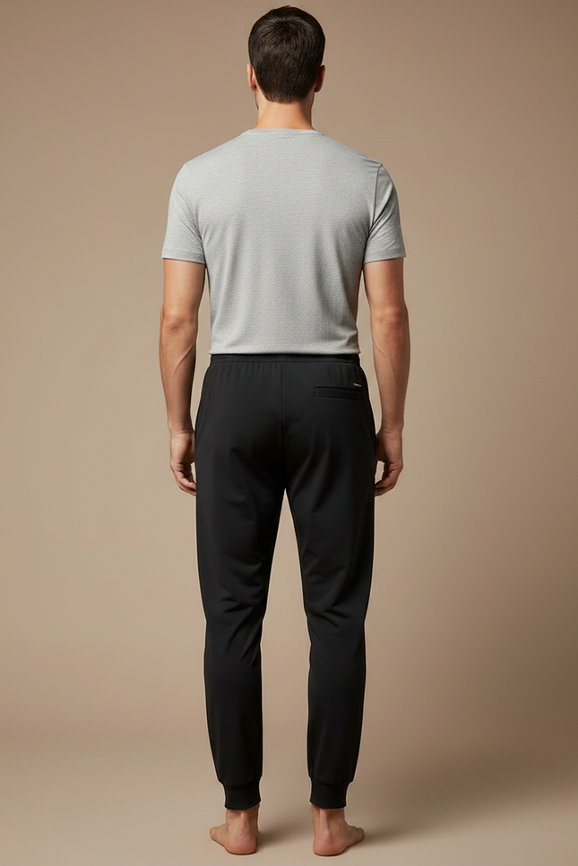 Pantalon Noir Jogging Homme Cordon Respirant - Polyester - vue 2