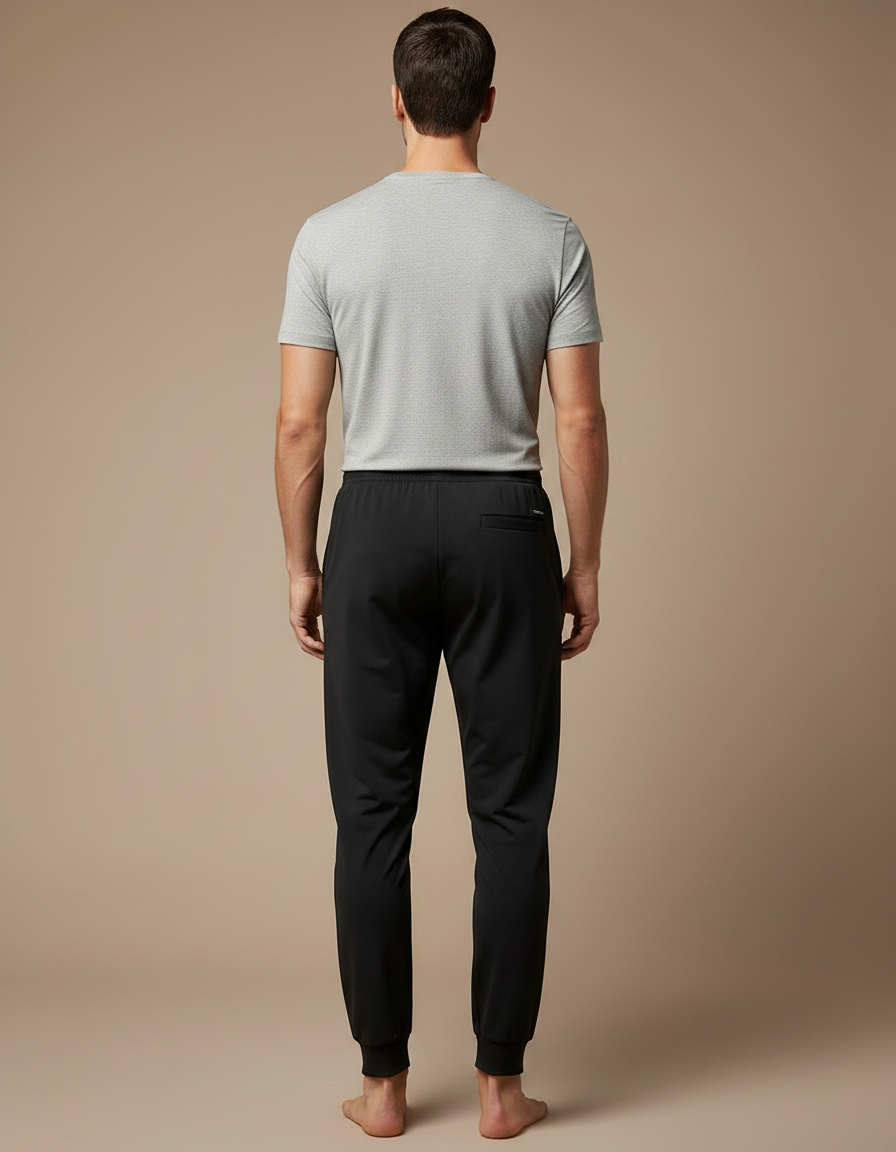 Pantalon Noir Jogging Homme Cordon Respirant - Polyester - vue 2