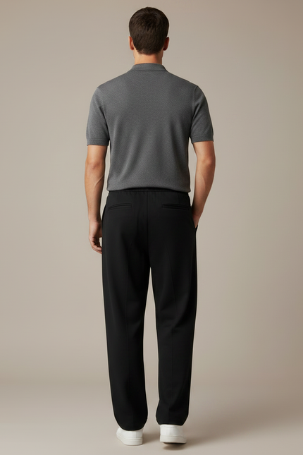 Pantalon Noir Ample Décontracté Cordon Blanc Respirant - Molleton - vue 2