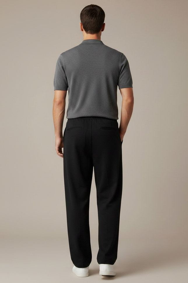 Pantalon Noir Ample Décontracté Cordon Blanc Respirant - Molleton - vue 2