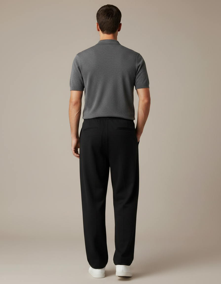 Pantalon Noir Ample Décontracté Cordon Blanc Respirant - Molleton - vue 2