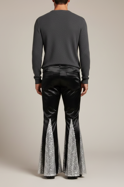 Pantalon Noir A Paillette Homme - Satin - vue 2
