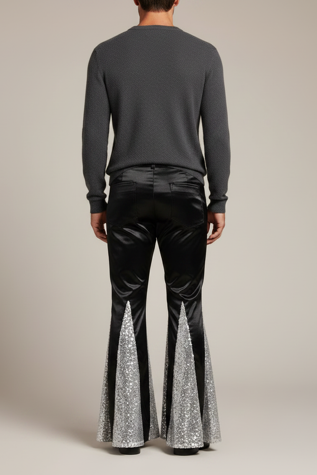 Pantalon Noir A Paillette Homme - Satin - vue 2