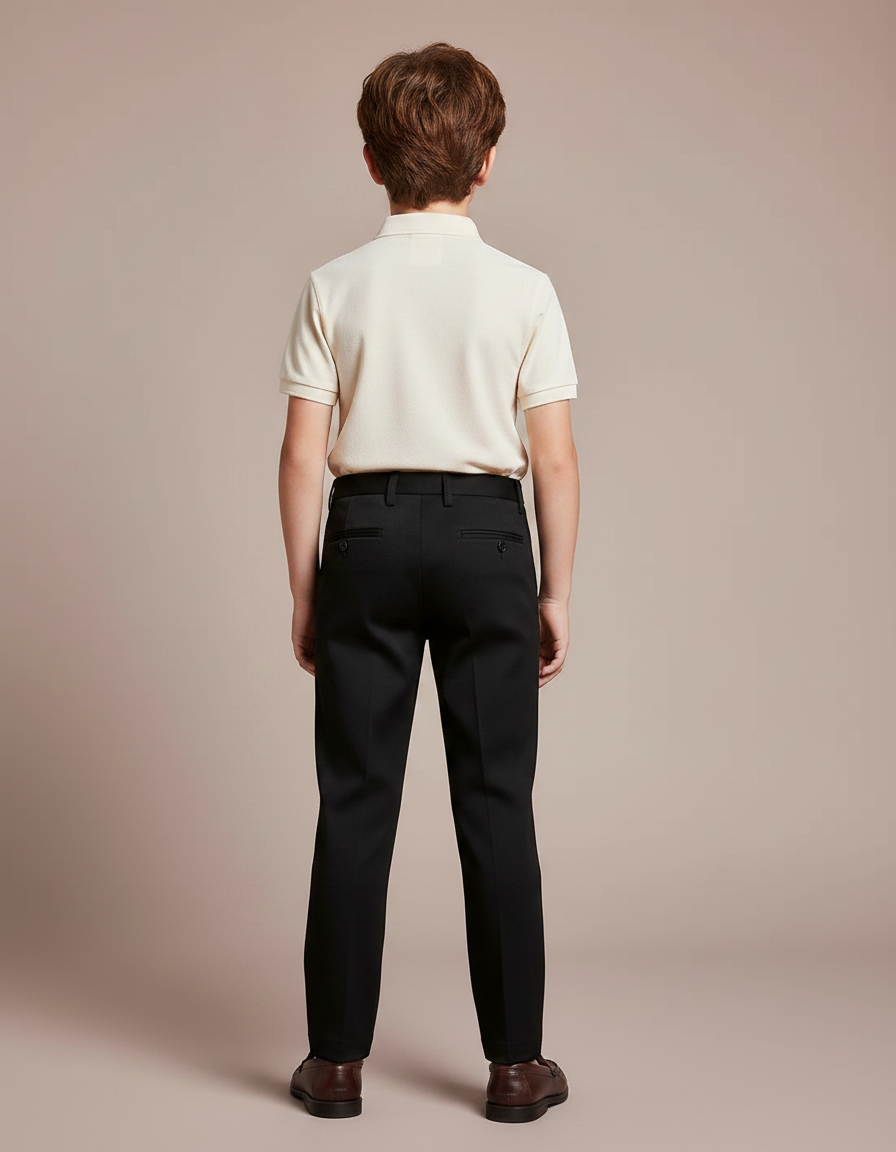Pantalon Noir Classique Garçon Habillé Élégant - Gabardine - vue 2