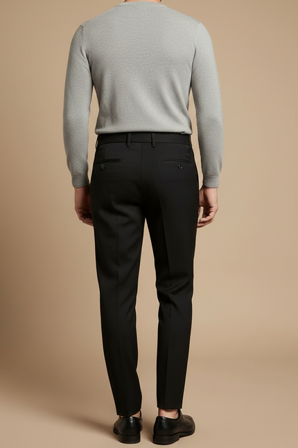 Pantalon Noir Homme Ajusté Élégant Habillé Formel - Gabardine - vue 2