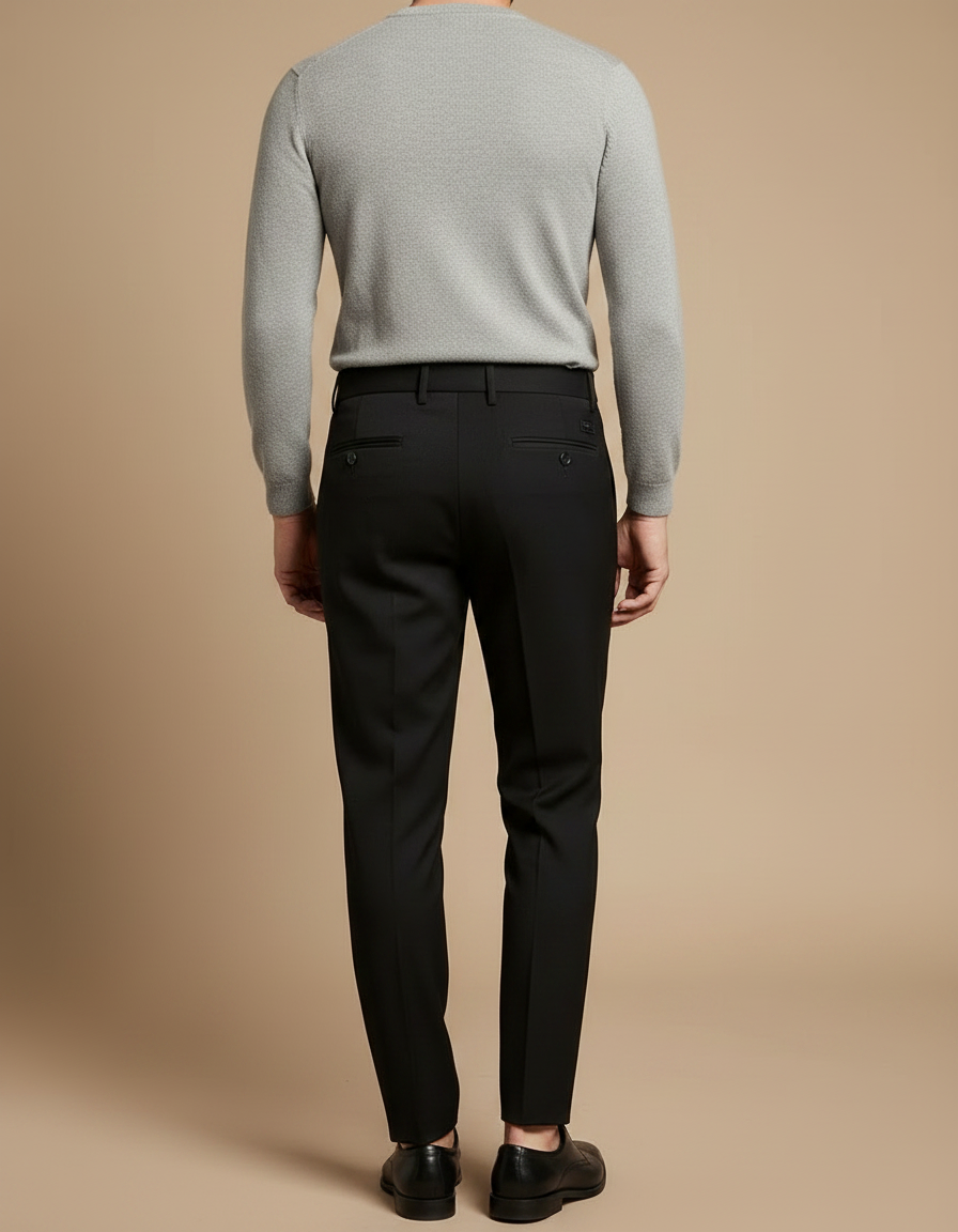 Pantalon Noir Homme Ajusté Élégant Habillé Formel - Gabardine - vue 2