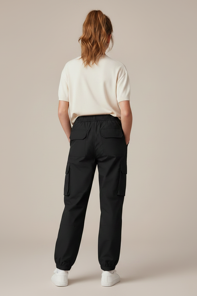 Pantalon Noir Cargo Ample Confortable Enfant - Polyester - vue 2