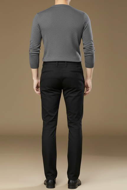 Pantalon Noir Homme Coton Droit Élégant Business - vue 2