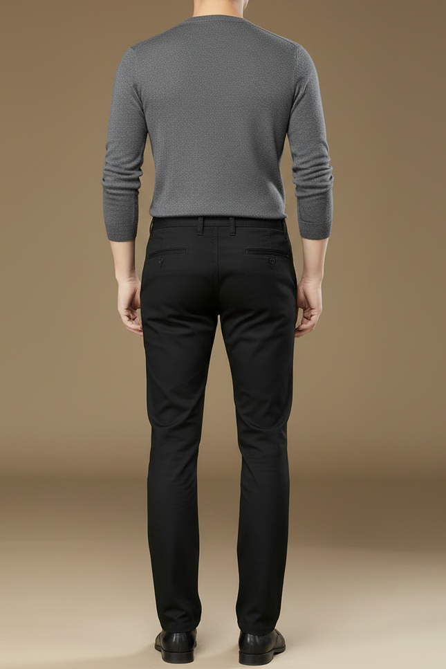 Pantalon Noir Homme Coton Droit Élégant Business - vue 2