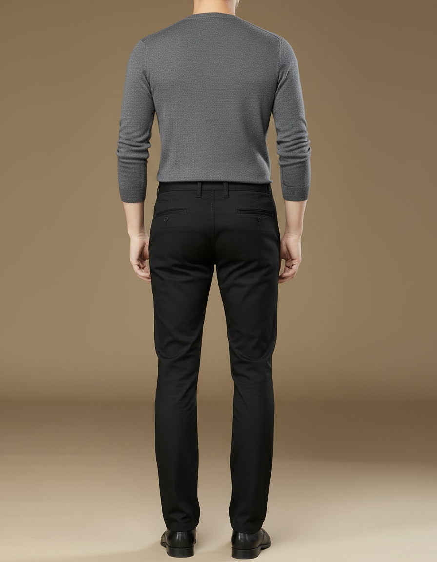 Pantalon Noir Homme Coton Droit Élégant Business - vue 2