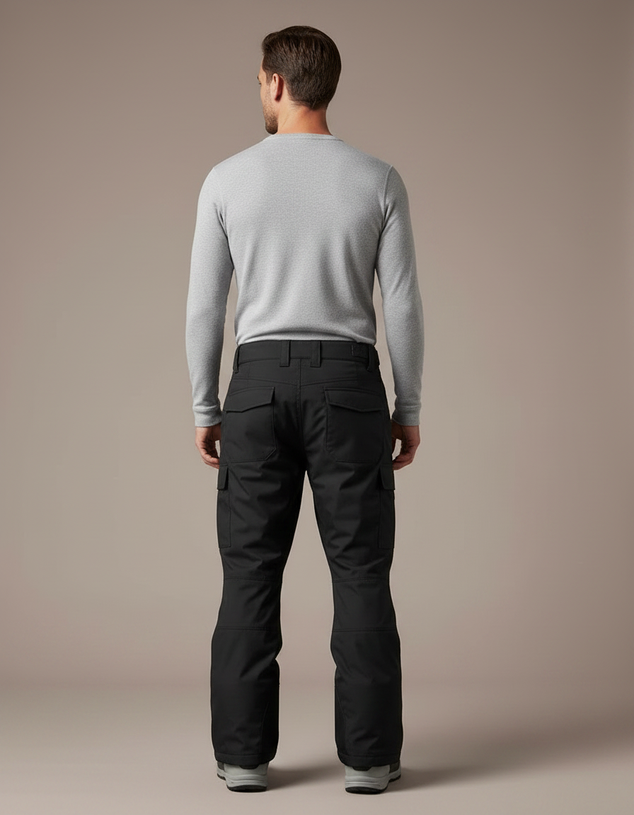 Pantalon Noir Cargo Ample Imperméable Homme Hiver - Polyester - vue 2