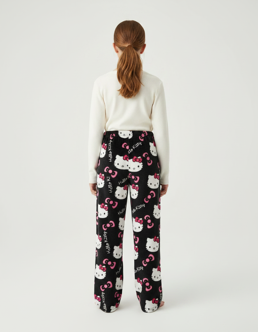 Pantalon Noir Polaire Hello Kitty Fille Doux - Molleton - vue 2