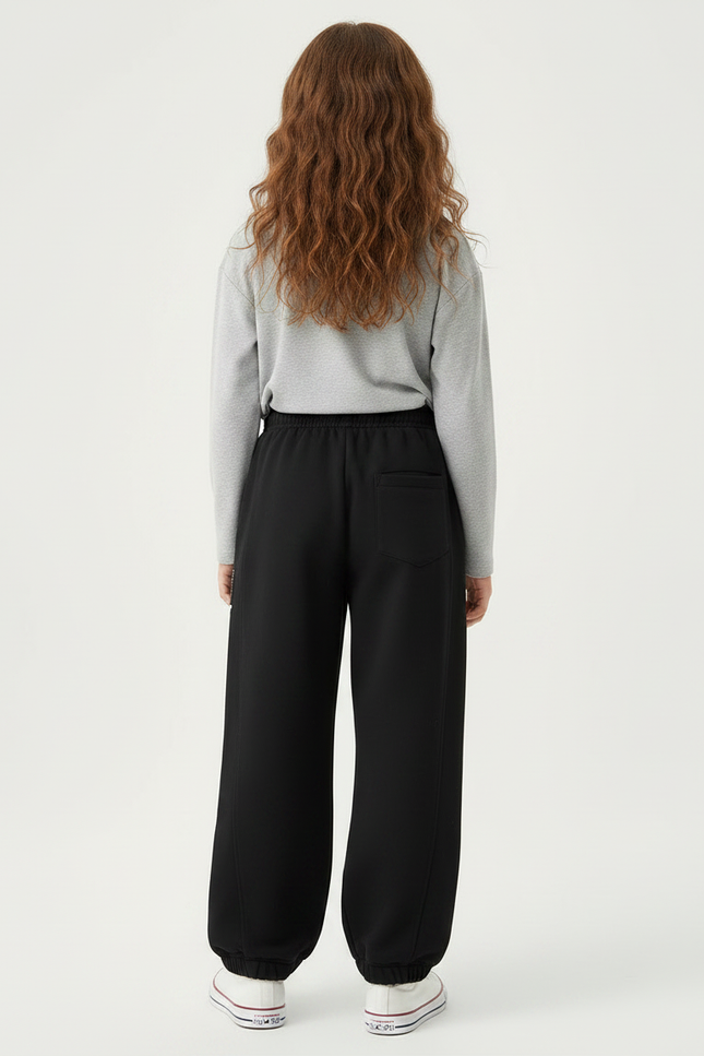 Pantalon Noir Ample Sport Décontracté Molletonné Enfant - vue 2