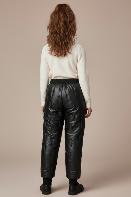 Pantalon Noir Matelassé Hiver Enfant Imperméable Chaud - Simili cuir - vue 2