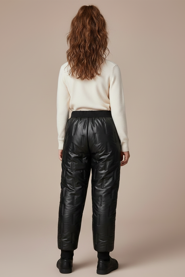 Pantalon Noir Matelassé Hiver Enfant Imperméable Chaud - Simili cuir - vue 2