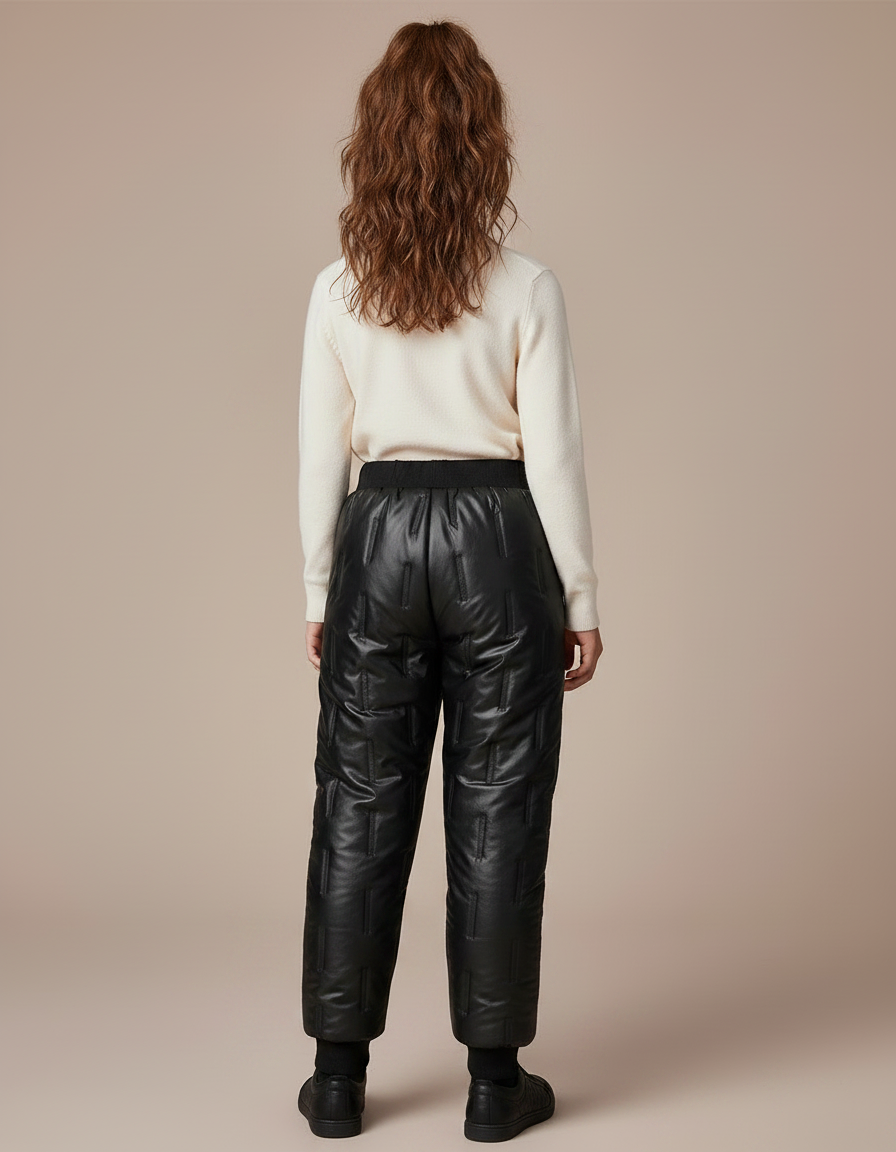 Pantalon Noir Matelassé Hiver Enfant Imperméable Chaud - Simili cuir - vue 2