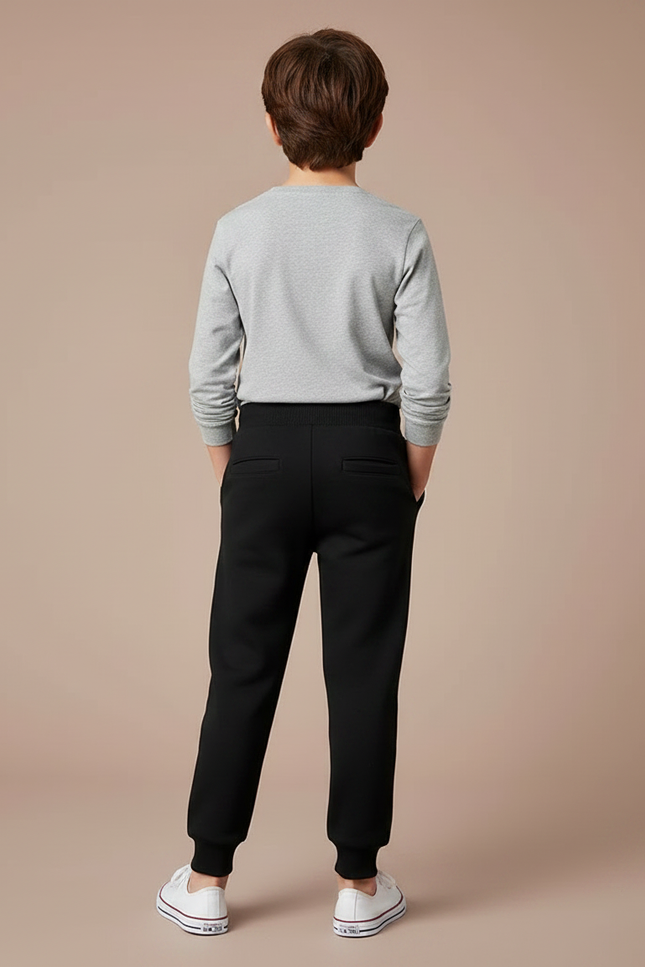 Pantalon Noir Jogging Sport Enfant Garçon Coton - Molleton - vue 2
