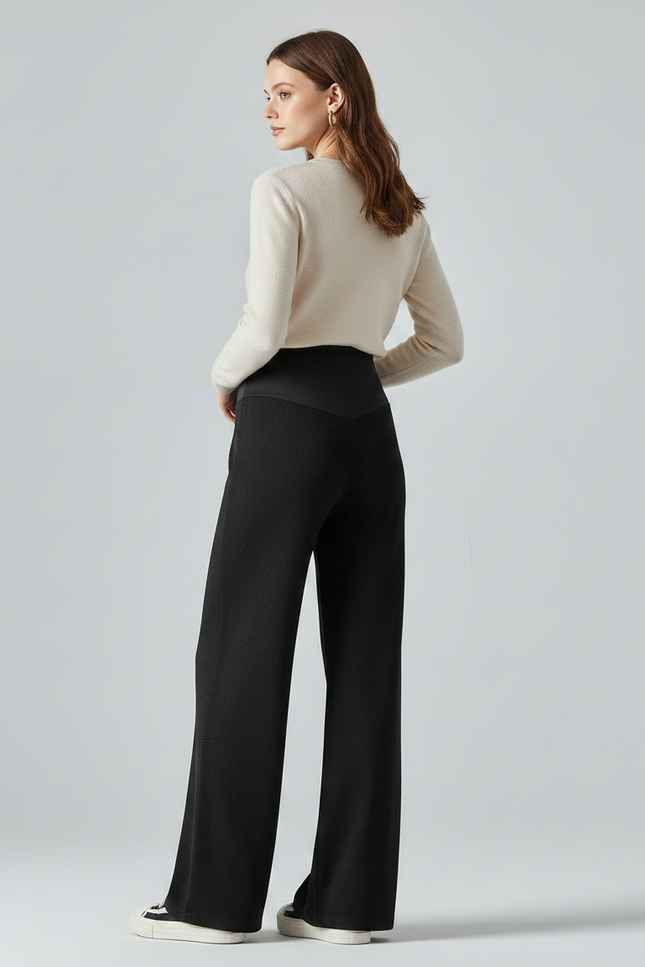 Pantalon Noir Ample Élastique Grossesse Confortable - Maille - vue 2