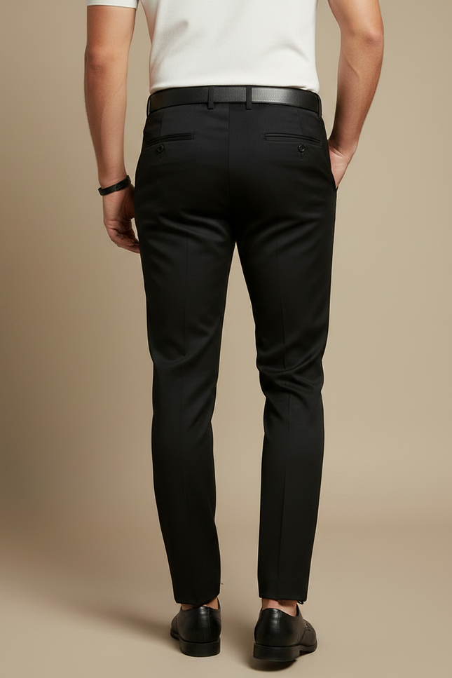 Pantalon Noir Slim Habillé Élégant Homme Moderne - Gabardine - vue 2