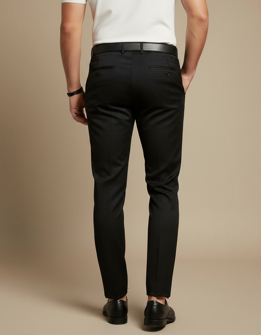 Pantalon Noir Slim Habillé Élégant Homme Moderne - Gabardine - vue 2