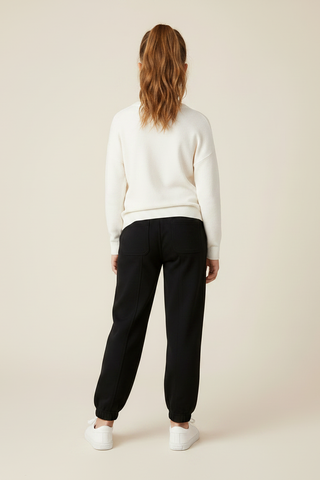 Pantalon Noir En Coton - Molleton - vue 2
