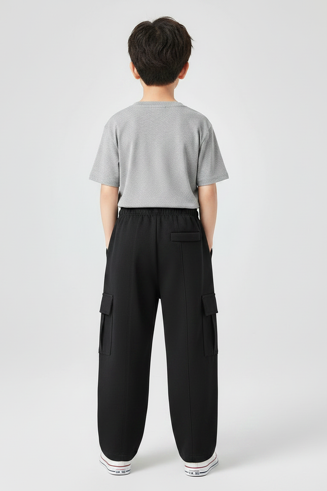 Pantalon Noir Cargo Ample Garçon Décontracté Confortable - Molleton - vue 2