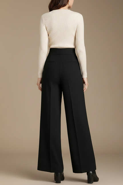 Pantalon A Pince Noir Large - Polyester - vue 2