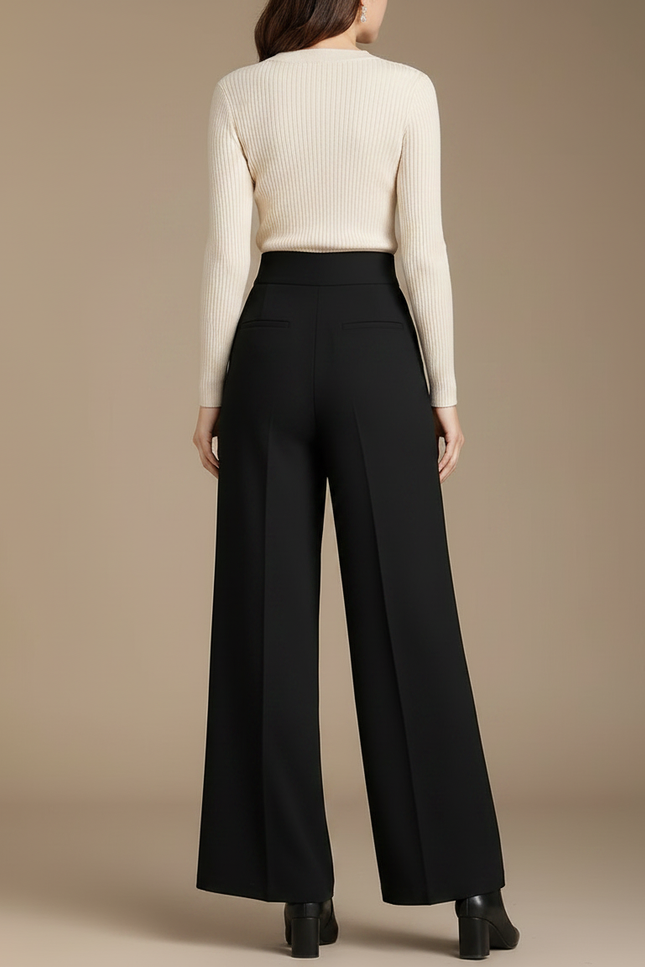 Pantalon A Pince Noir Large - Polyester - vue 2