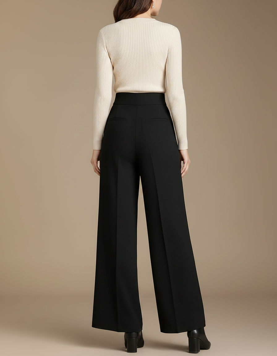 Pantalon A Pince Noir Large - Polyester - vue 2