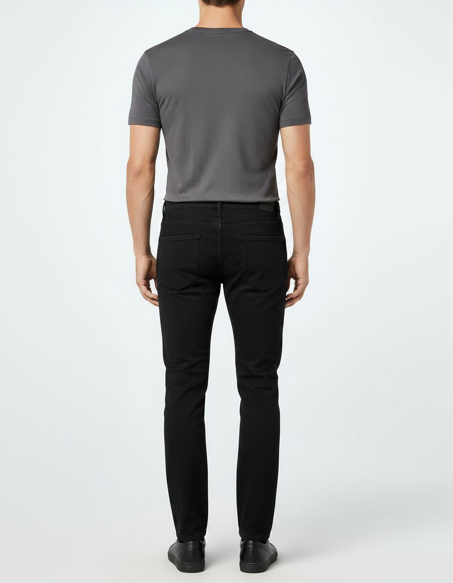 Pantalon Noir Homme Slim Stretch Denim Élégant - Jean - vue 2