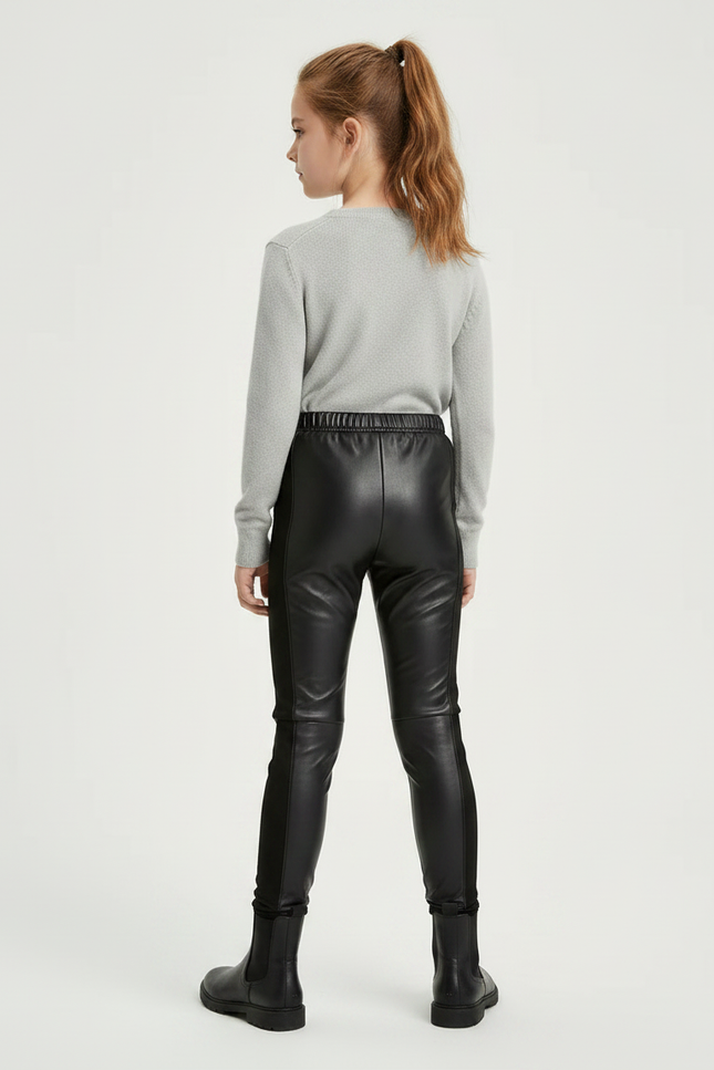 Pantalon Noir Similicuir Stretch Fille Hiver - Simili cuir - vue 2