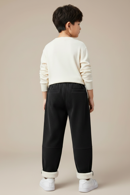 Pantalon Noir Côtelé Doublé Chaud Garçon Hiver - Cordé - vue 2