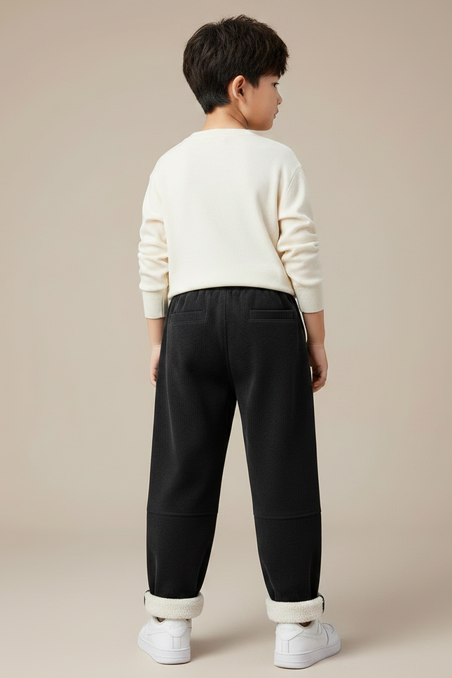 Pantalon Noir Côtelé Doublé Chaud Garçon Hiver - Cordé - vue 2