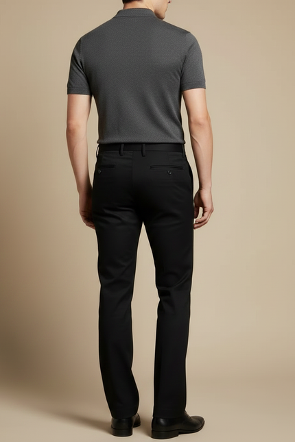 Pantalon Noir Droit Classique Élégant Homme - Gabardine - vue 2