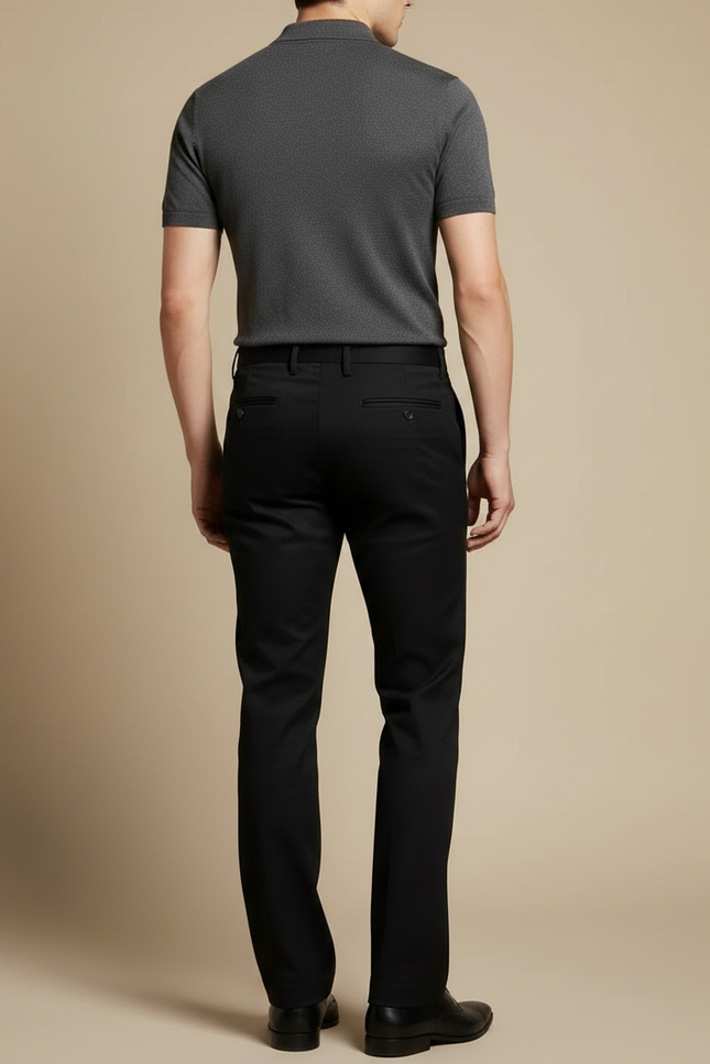 Pantalon Noir Droit Classique Élégant Homme - Gabardine - vue 2