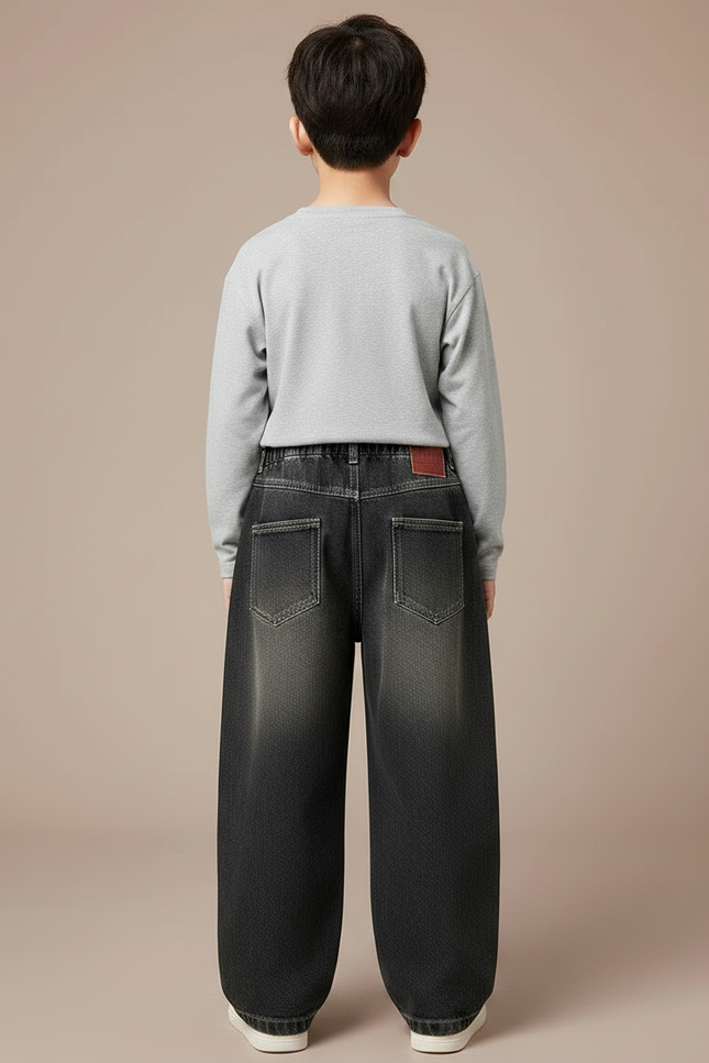 Pantalon Noir Jean Ample Décontracté Garçon - vue 2