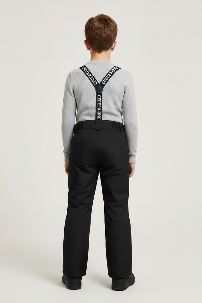 Pantalon Noir Ski Imperméable Salopette Enfant Hiver - Polyester - vue 2