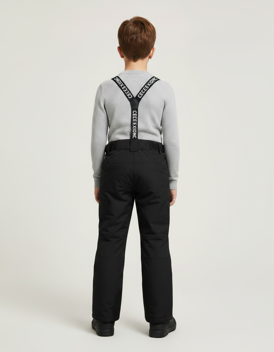Pantalon Noir Ski Imperméable Salopette Enfant Hiver - Polyester - vue 2