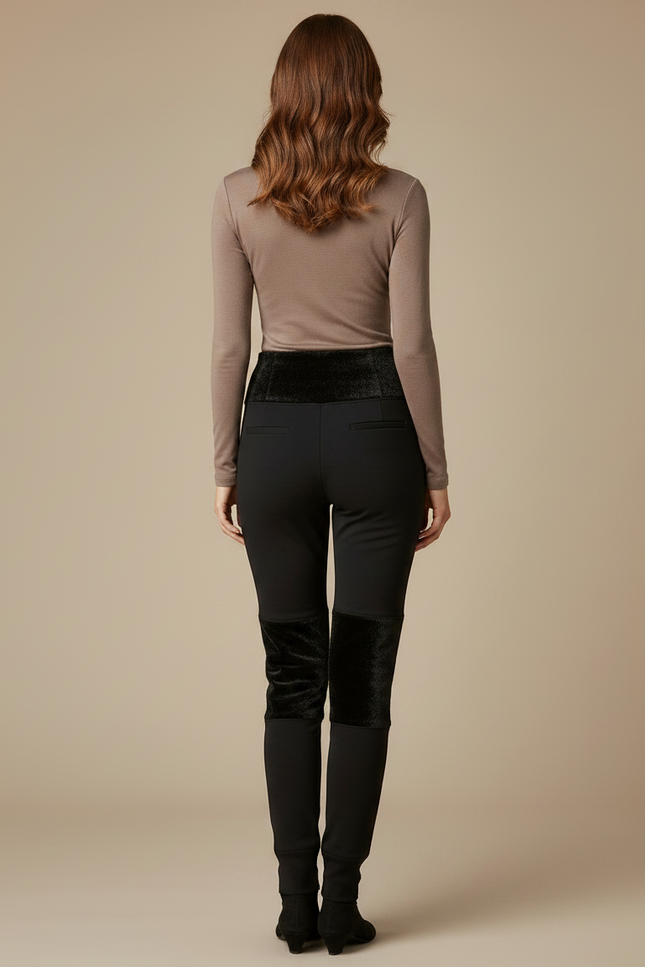 Pantalon Noir Velours Femme Élastique Chaud Hiver - vue 2