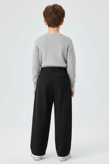 Pantalon Noir Ample Plissé Élégant Garçon - Polyester - vue 2