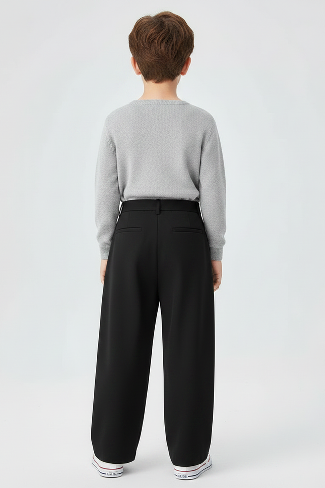 Pantalon Noir Ample Plissé Élégant Garçon - Polyester - vue 2