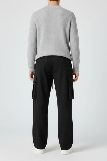 Pantalon Noir Cargo Ample Décontracté Jogger Homme - Polyester - vue 2