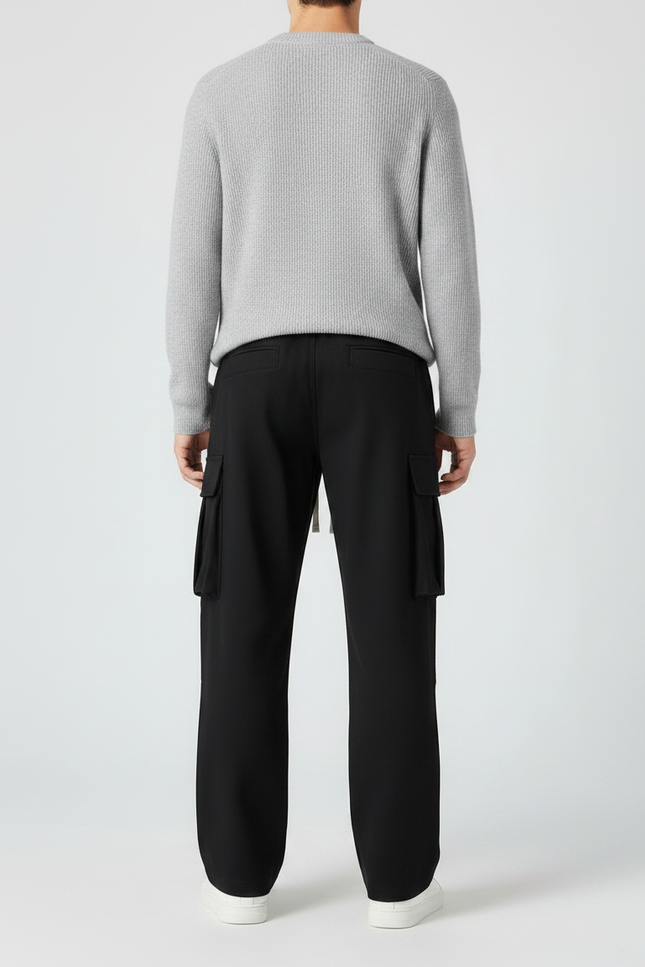 Pantalon Noir Cargo Ample Décontracté Jogger Homme - Polyester - vue 2