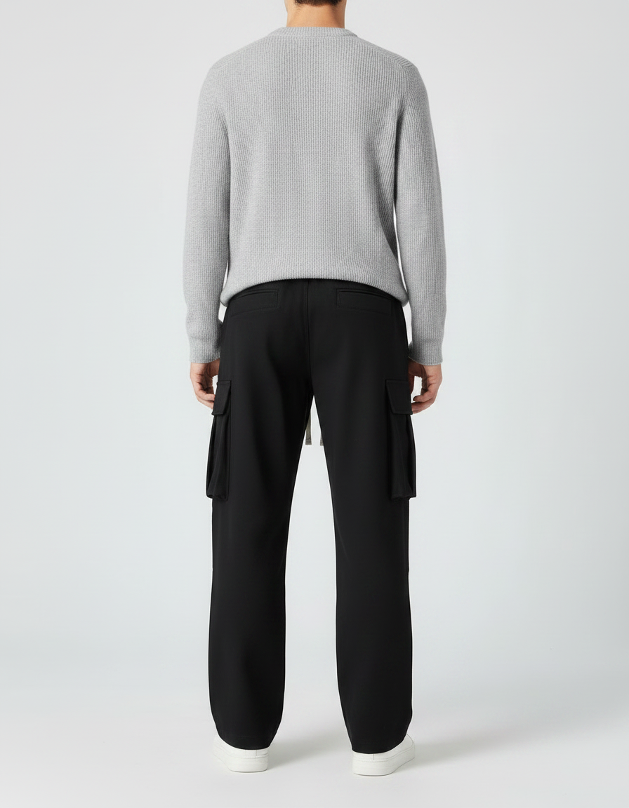 Pantalon Noir Cargo Ample Décontracté Jogger Homme - Polyester - vue 2